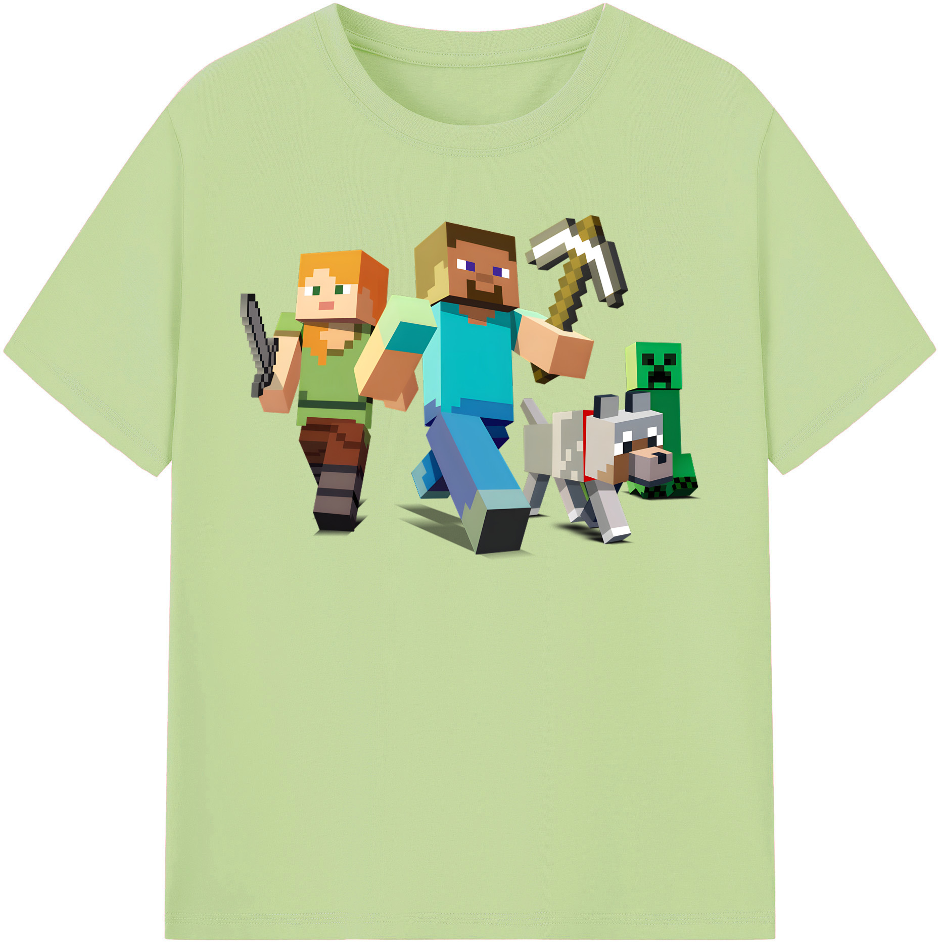 （画像用） マインクラフト ブロックの世界 Minecraft MC Block world 綿100％半袖Tシャツ（フロントプリント）